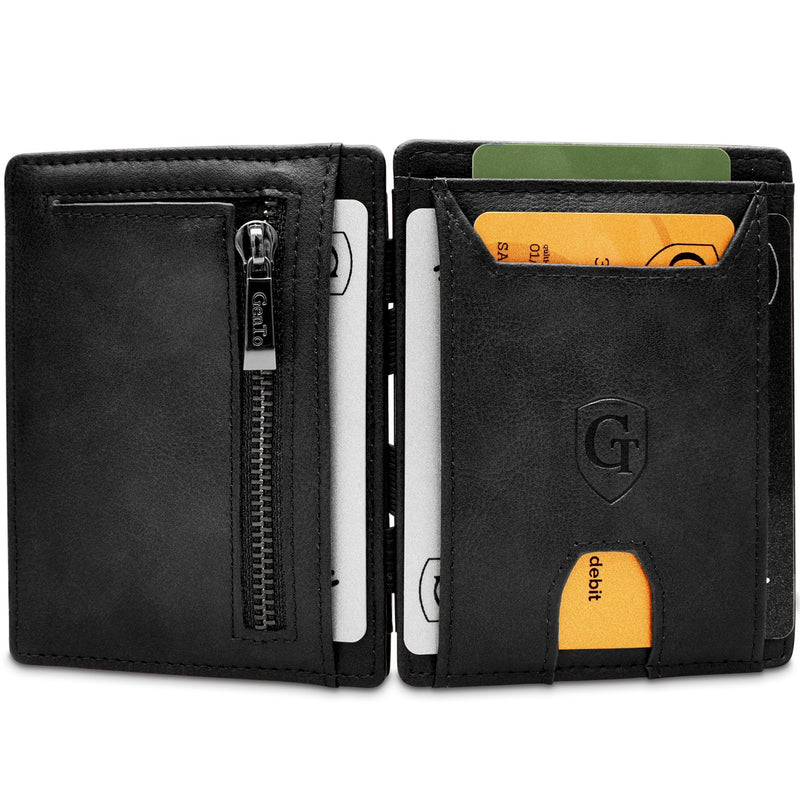 FLAPLET II Magic Wallet Magic Wallet Kompakt | mit Reißverschluss Schwarz glatt 