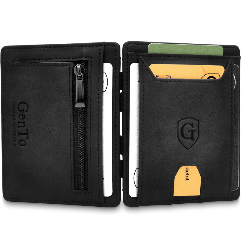 FLAPLET II Magic Wallet Magic Wallet Kompakt | mit Reißverschluss Schwarz soft 
