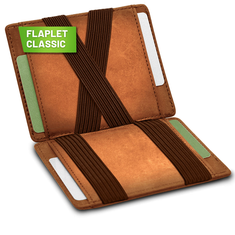 FLAPLET CLASSIC Magic Wallet Magic Wallet Kompakt | mit Reißverschluss Hellbraun matt 