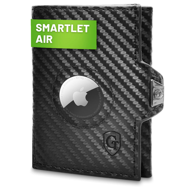 SMARTLET AIR Kartenetui Kartenetui Kompakt | mit Reißverschluss Schwarz Carbon 
