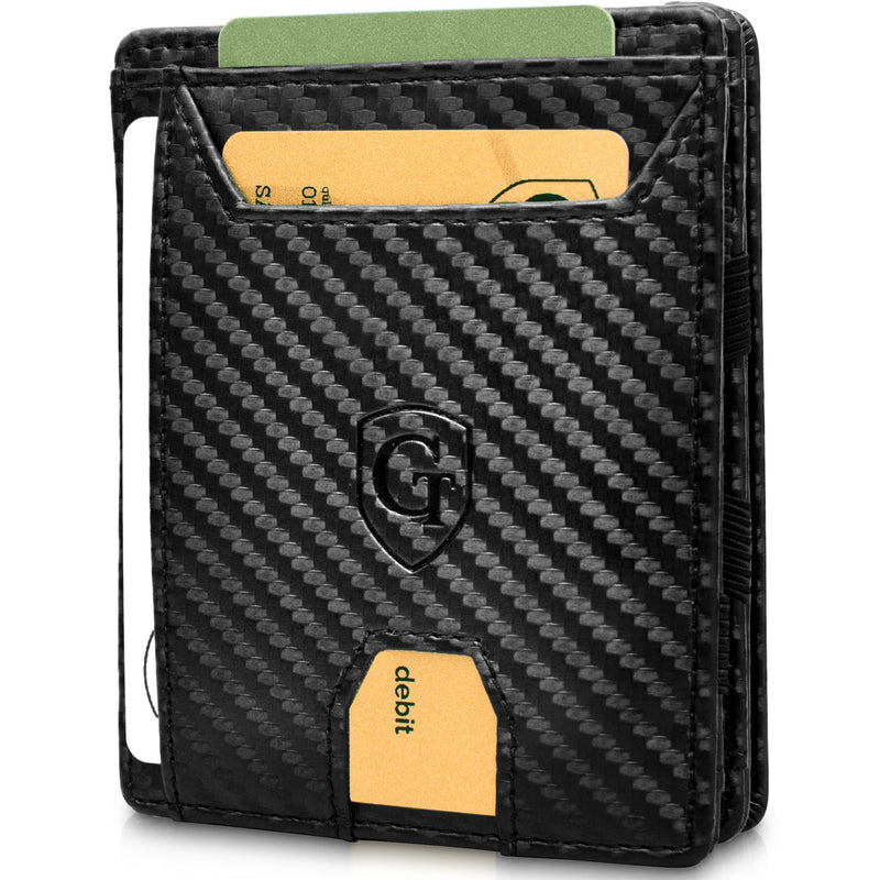 FLAPLET I Magic Wallet Magic Wallet Groß | mit Druckknopf Schwarz Carbon 
