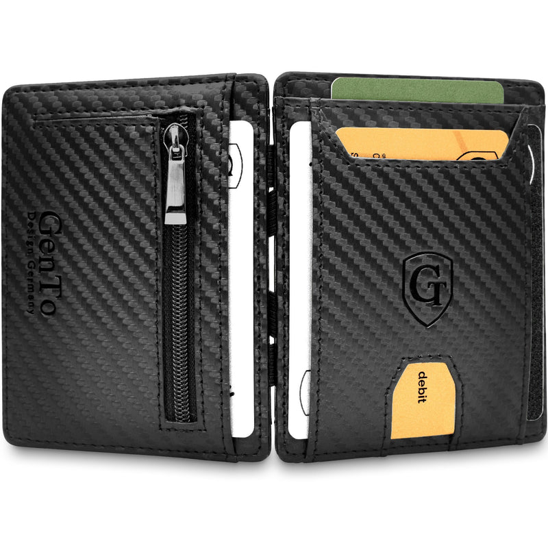 FLAPLET II Magic Wallet Magic Wallet Kompakt | mit Reißverschluss Schwarz Carbon 