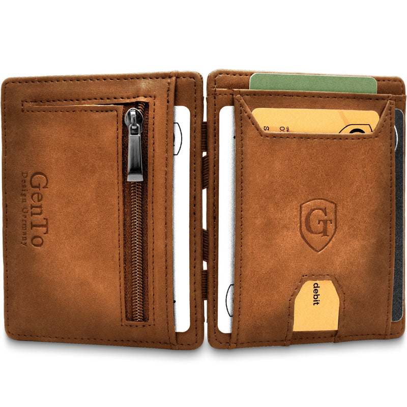 FLAPLET II Magic Wallet Magic Wallet Kompakt | mit Reißverschluss Hellbraun soft 