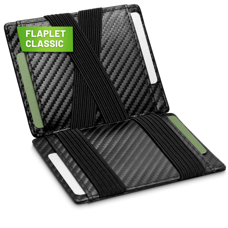 FLAPLET CLASSIC Magic Wallet Magic Wallet Kompakt | mit Reißverschluss Carbon 