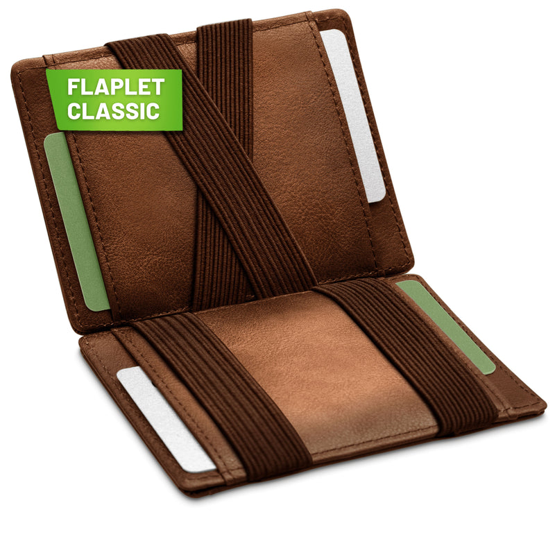 FLAPLET CLASSIC Magic Wallet Magic Wallet Kompakt | mit Reißverschluss Dunkelbraun glatt 