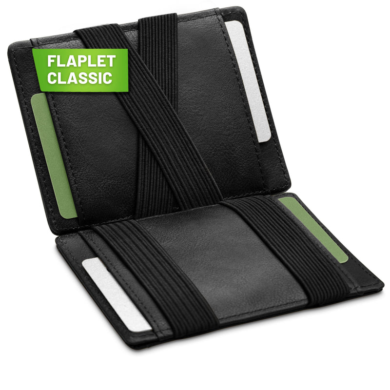 FLAPLET CLASSIC Magic Wallet Magic Wallet Kompakt | mit Reißverschluss Schwarz glatt 