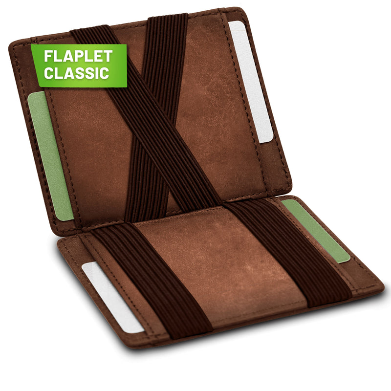 FLAPLET CLASSIC Magic Wallet Magic Wallet Kompakt | mit Reißverschluss Dunkelbraun matt 