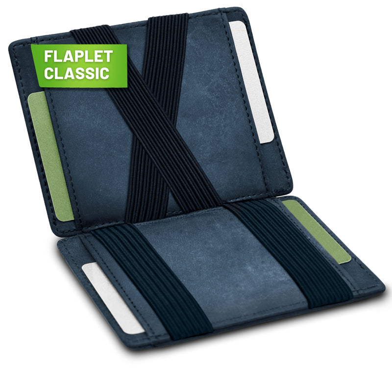FLAPLET CLASSIC Magic Wallet Magic Wallet Kompakt | mit Reißverschluss Marineblau matt 