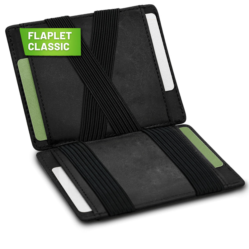 FLAPLET CLASSIC Magic Wallet Magic Wallet Kompakt | mit Reißverschluss Schwarz matt 